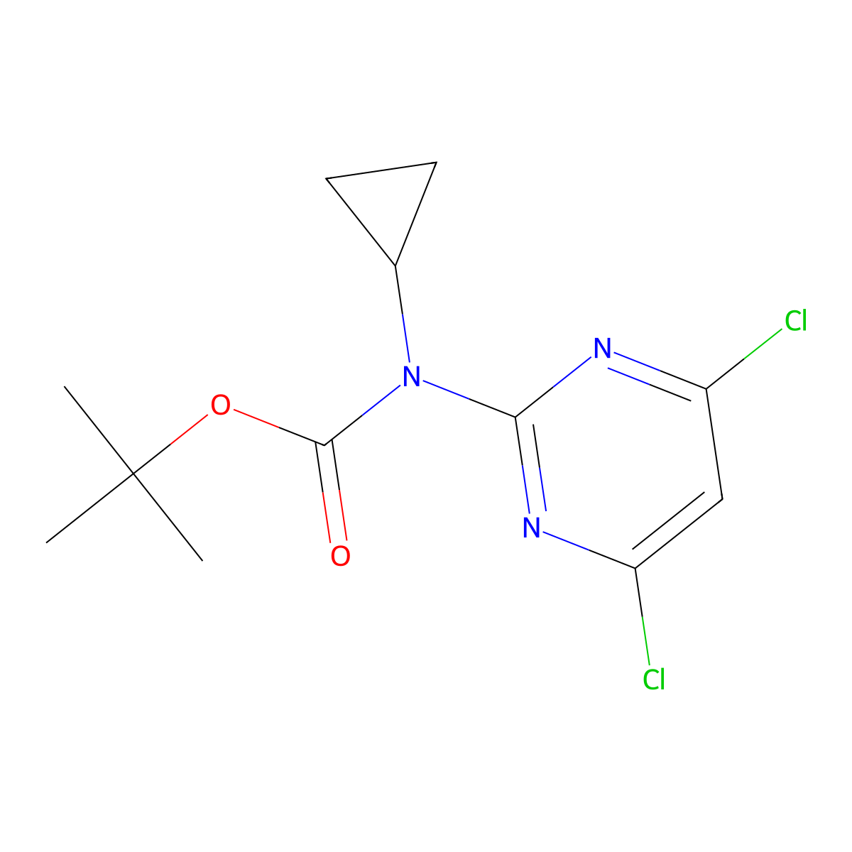 tert-butyl N-cyclopropyl-N-(4,6-dichloropyrimidin-2-yl)carbamate molecular structure, CAS 270929-32-3