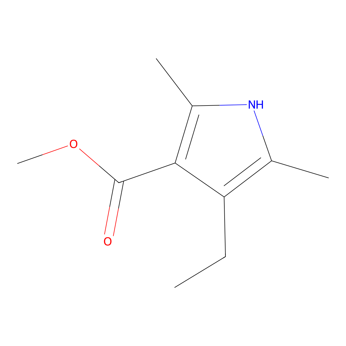 methyl 4-ethyl-2,5-dimethyl-1H-pyrrole-3-carboxylate molecular structure, CAS 27093-38-5