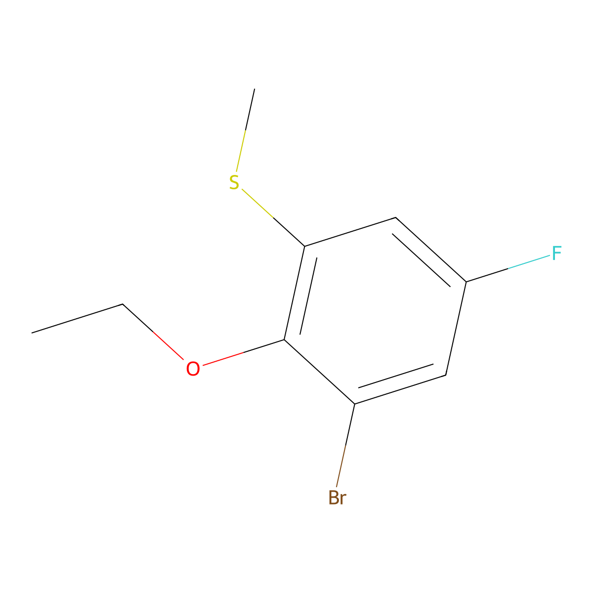 (3-Bromo-2-ethoxy-5-fluorophenyl)(methyl)sulfane molecular structure, CAS 2709547-38-4