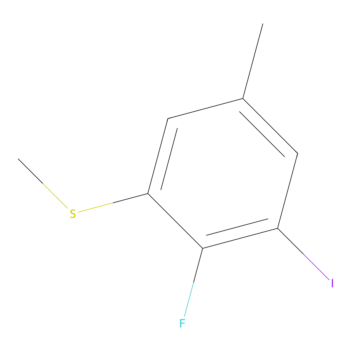 (2-Fluoro-3-iodo-5-methylphenyl)(methyl)sulfane molecular structure, CAS 2709694-39-1