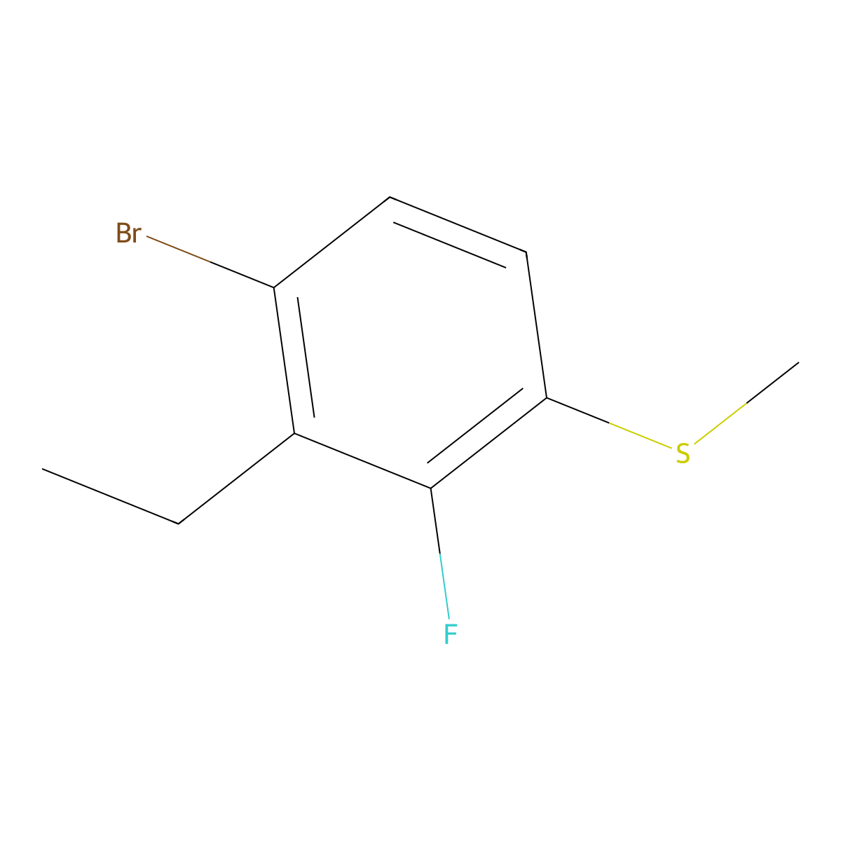 1-Bromo-2-ethyl-3-fluoro-4-(methylthio)benzene molecular structure, CAS 2709763-38-0