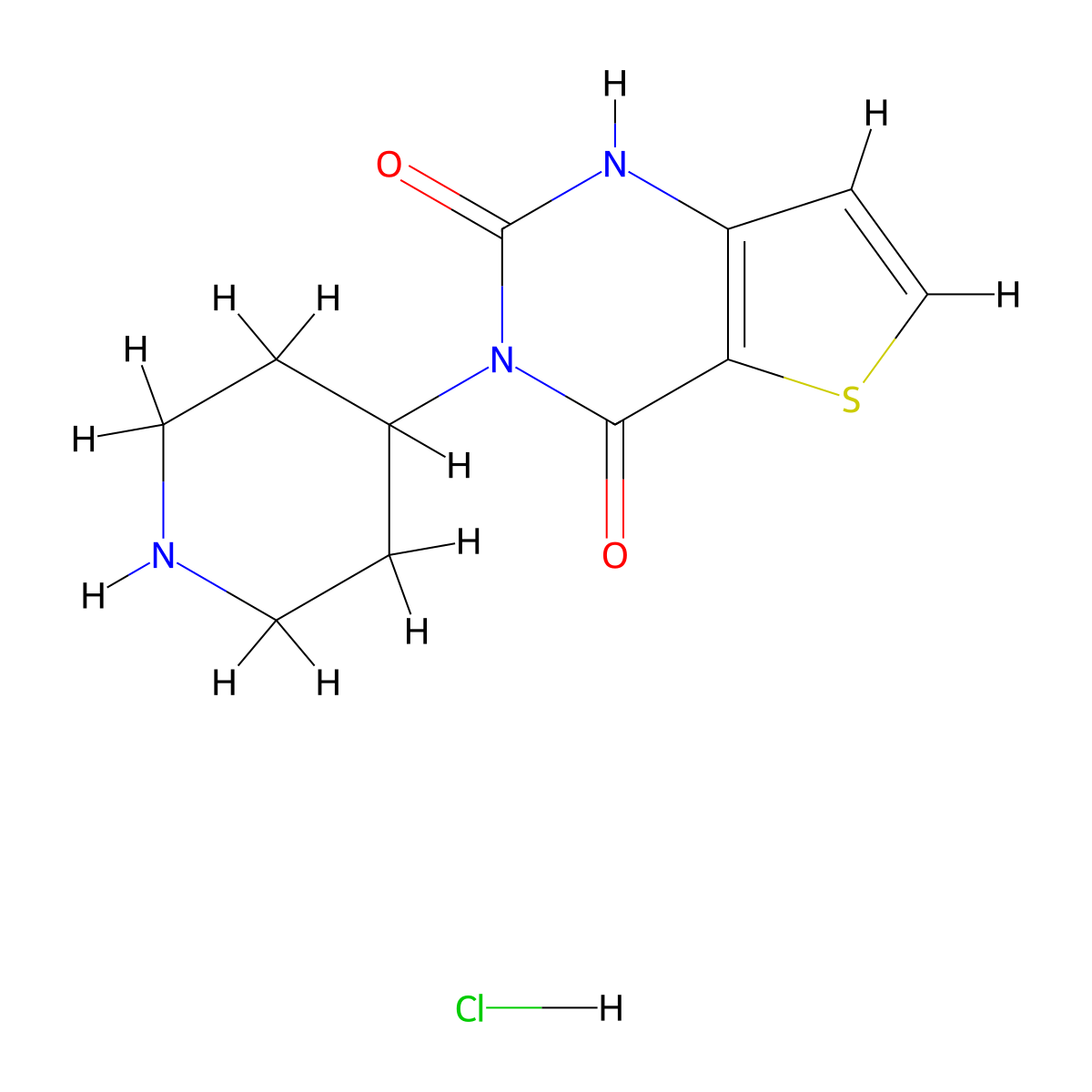 3-(piperidin-4-yl)-1H,2H,3H,4H-thieno[3,2-d]pyrimidine-2,4-dione hydrochloride molecular structure, CAS 2709797-06-6