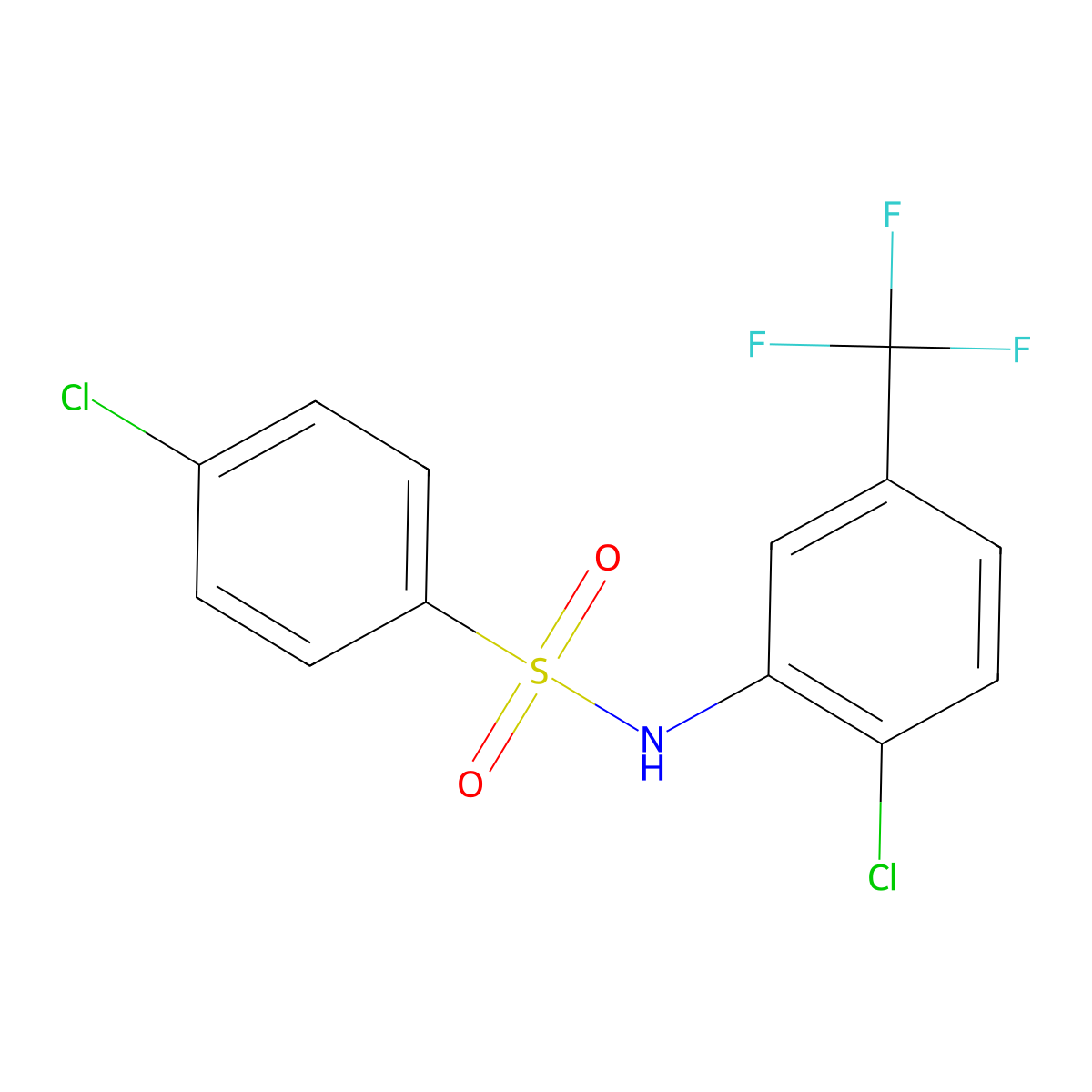 4-Chloro-N-(2-chloro-5-(trifluoromethyl)phenyl)benzenesulfonamide molecular structure, CAS 2710-04-5