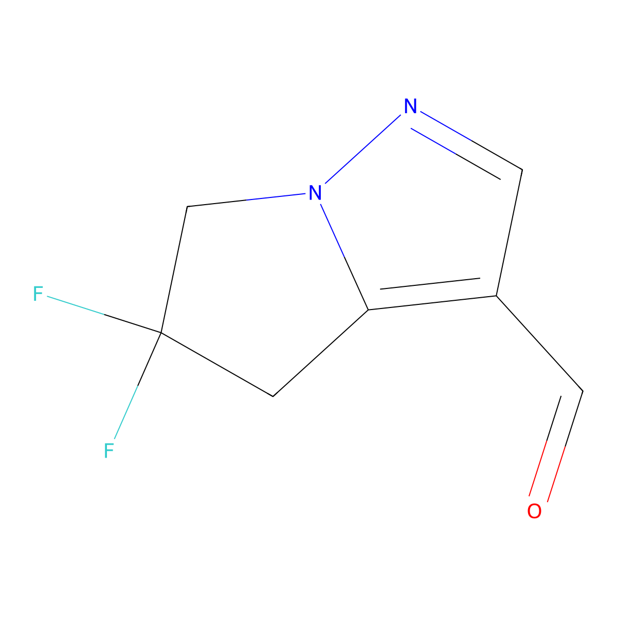 5,5-difluoro-4H,5H,6H-pyrrolo[1,2-b]pyrazole-3-carbaldehyde molecular structure, CAS 2710007-26-2