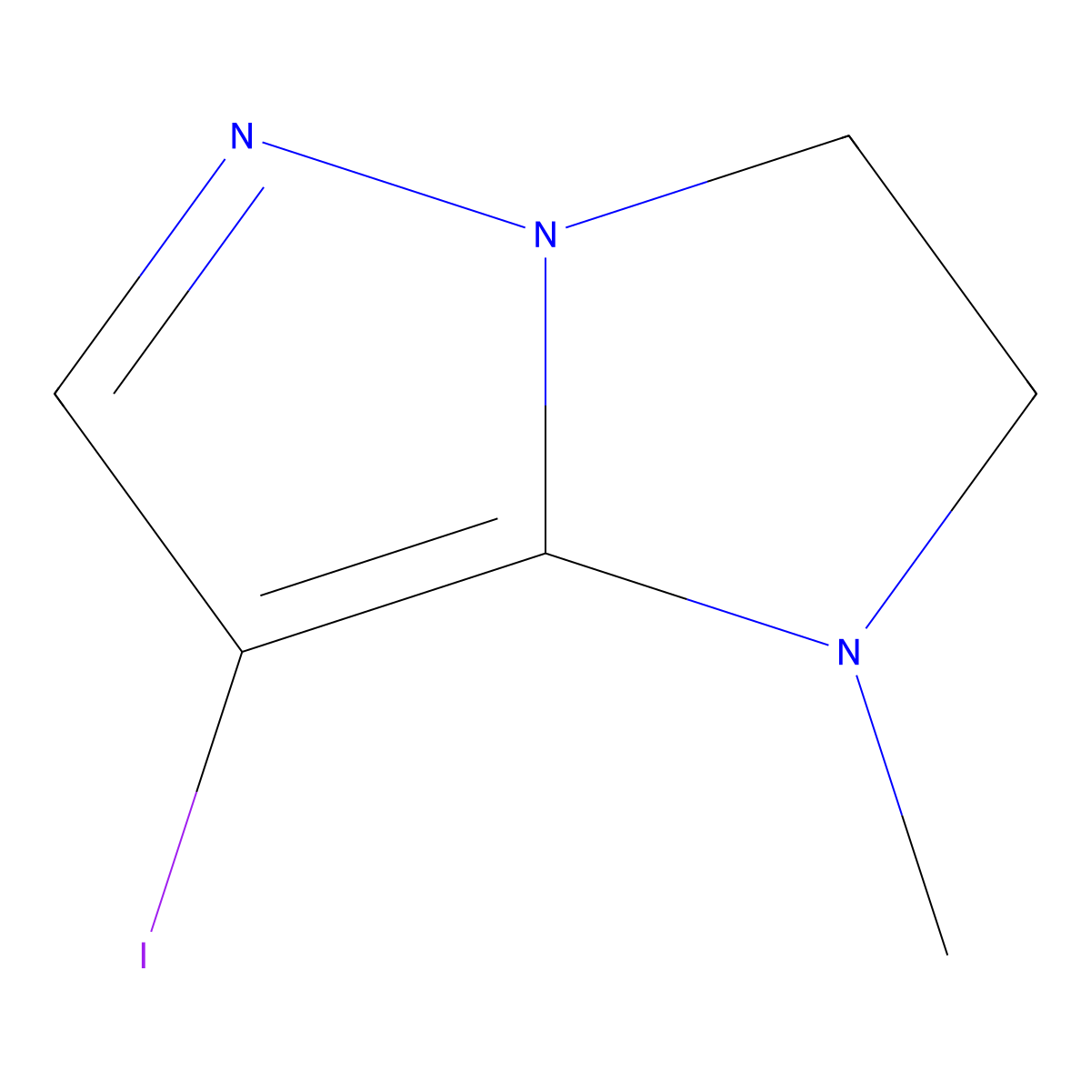 7-iodo-1-methyl-1H,2H,3H-pyrazolo[1,5-a]imidazole molecular structure, CAS 2710007-67-1