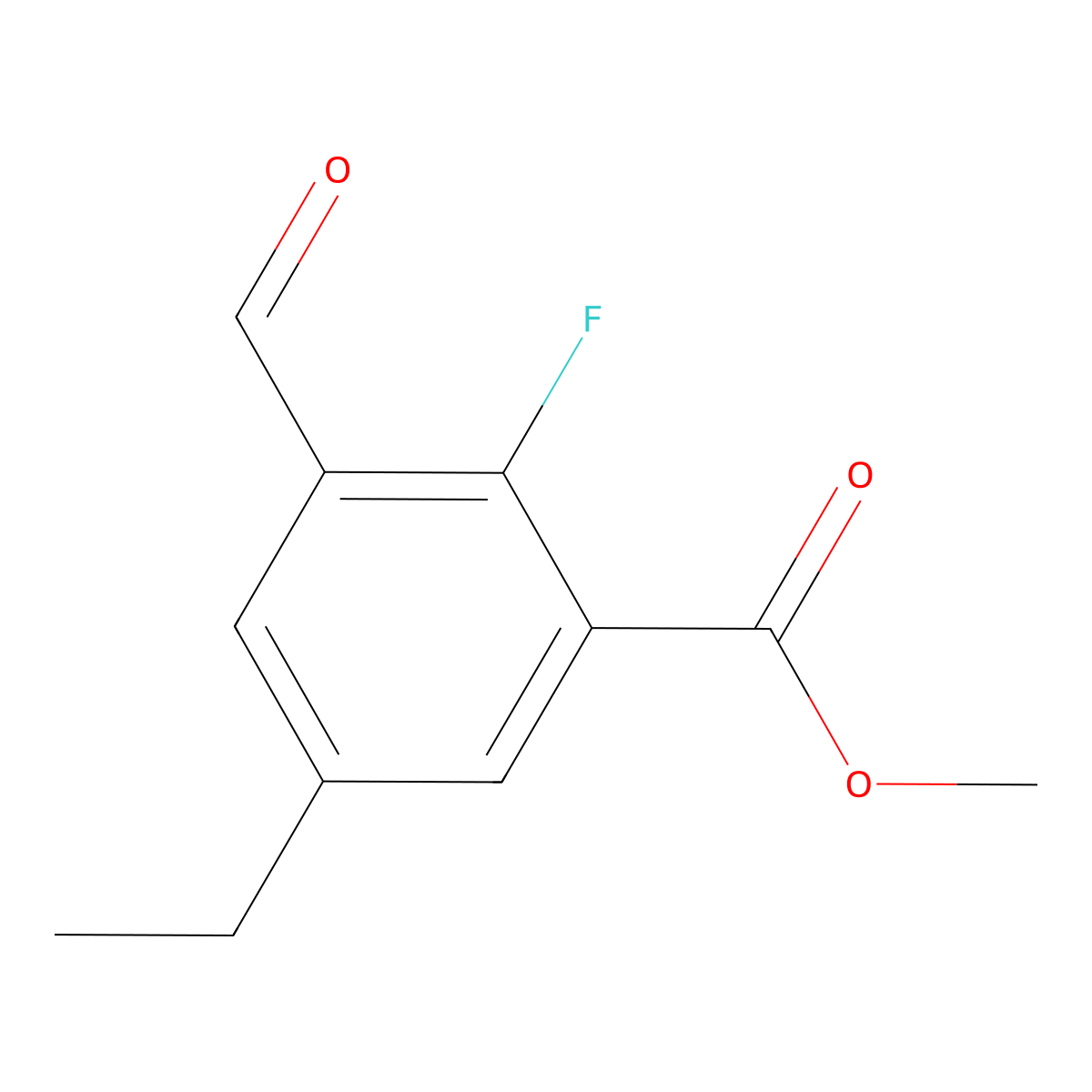 Methyl 5-ethyl-2-fluoro-3-formylbenzoate molecular structure, CAS 2710164-76-2