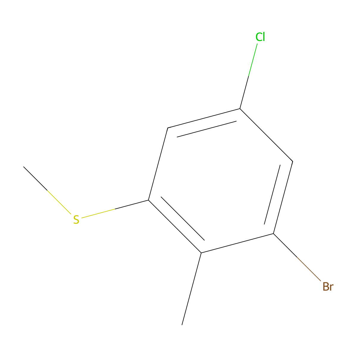 (3-Bromo-5-chloro-2-methylphenyl)(methyl)sulfane molecular structure, CAS 2710184-20-4