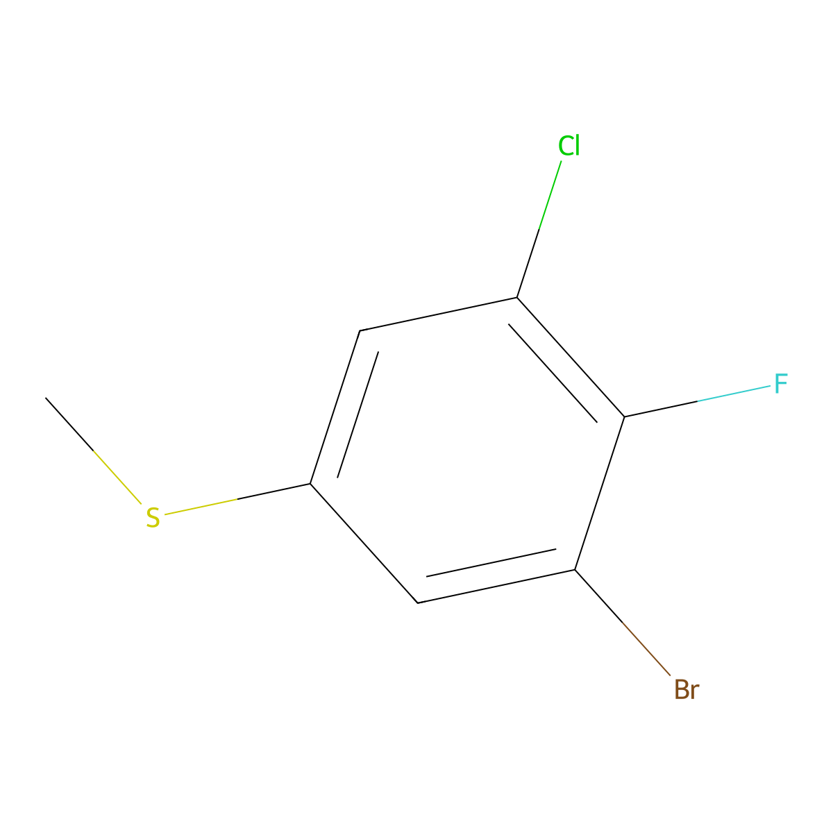 (3-Bromo-5-chloro-4-fluorophenyl)(methyl)sulfane molecular structure, CAS 2710186-80-2