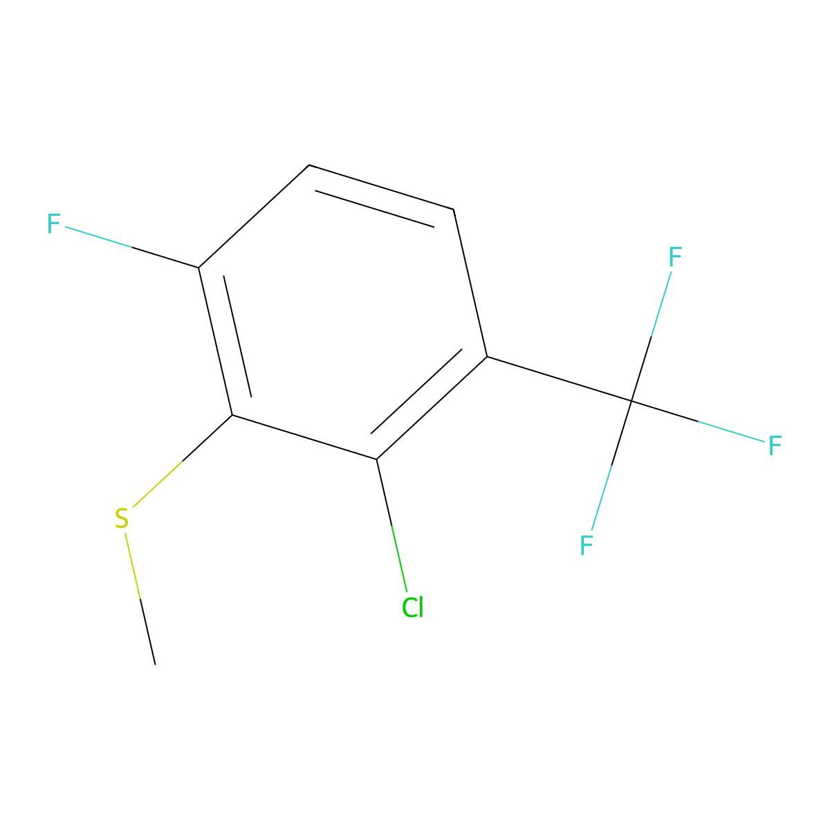 2-Chloro-4-fluoro-3-(methylthio)-1-(trifluoromethyl)benzene molecular structure, CAS 2710205-17-5