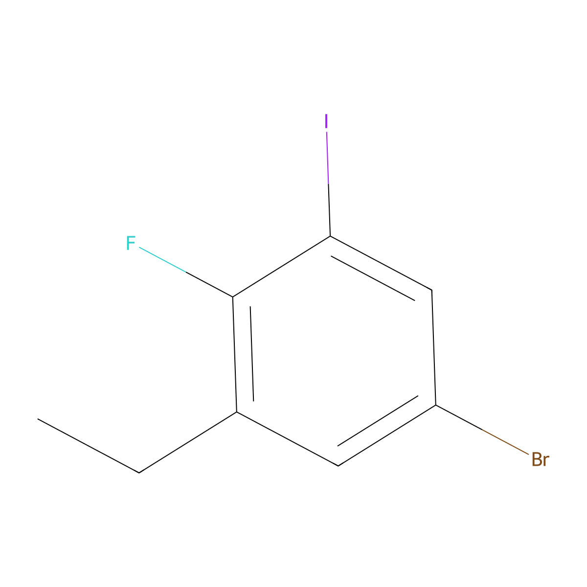 5-Bromo-1-ethyl-2-fluoro-3-iodobenzene molecular structure, CAS 2710208-52-7