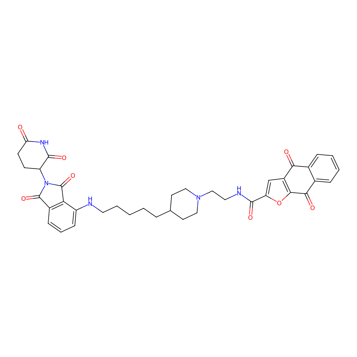 N-(2-(4-(5-((2-(2,6-Dioxopiperidin-3-yl)-1,3-dioxoisoindolin-4-yl)amino)pentyl)piperidin-1-yl)ethyl)-4,9-dioxo-4,9-dihydronaphtho[2,3-b]furan-2-carboxamide molecular structure, CAS 2710221-08-0