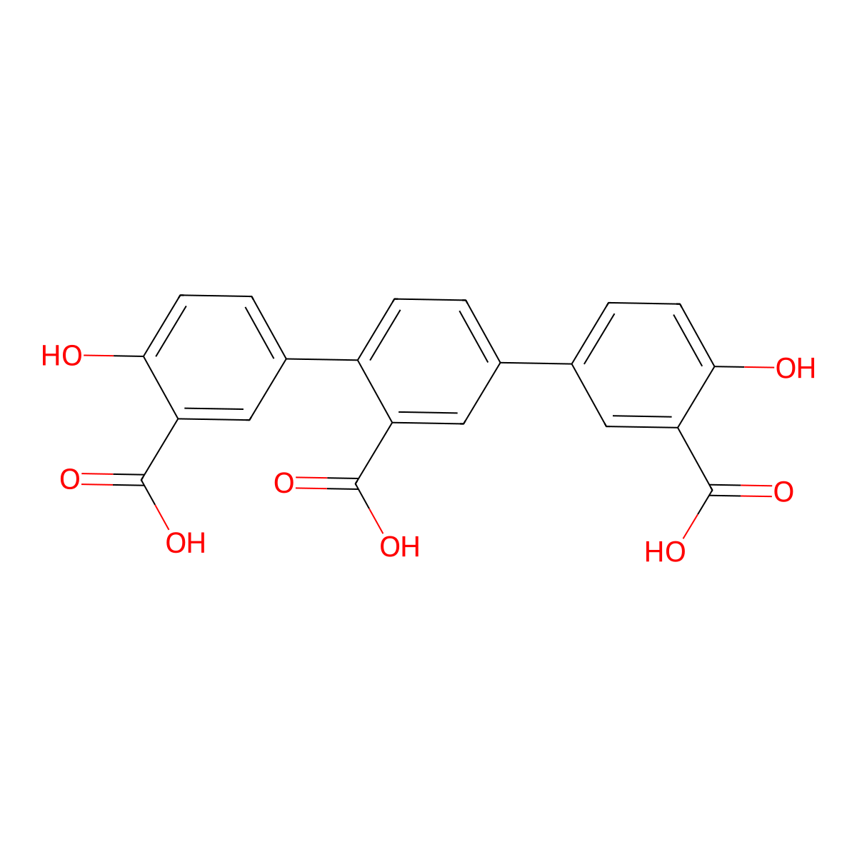 4,4''-Dihydroxy-[1,1':4',1''-terphenyl]-2',3,3''-tricarboxylic acid molecular structure, CAS 2710283-10-4