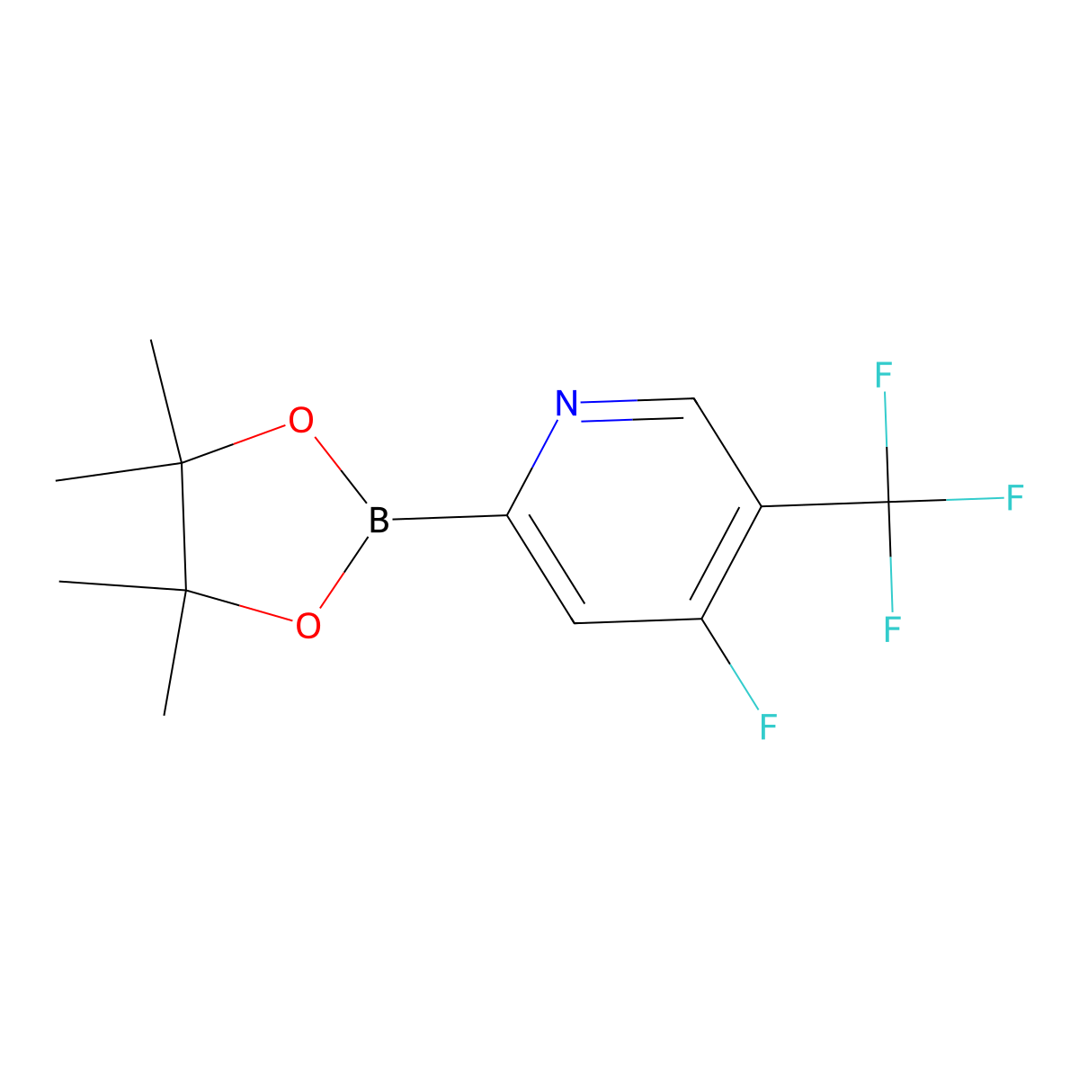 4-Fluoro-2-(4,4,5,5-tetramethyl-1,3,2-dioxaborolan-2-yl)-5-(trifluoromethyl)pyridine molecular structure, CAS 2710289-79-3