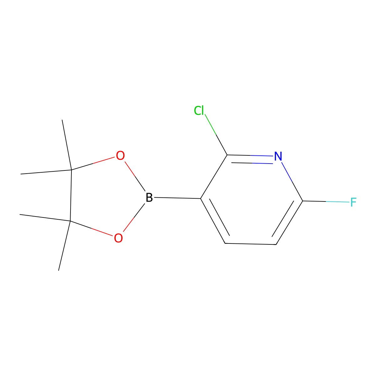 2-Chloro-6-fluoro-3-(4,4,5,5-tetramethyl-1,3,2-dioxaborolan-2-YL)pyridine molecular structure, CAS 2710289-81-7