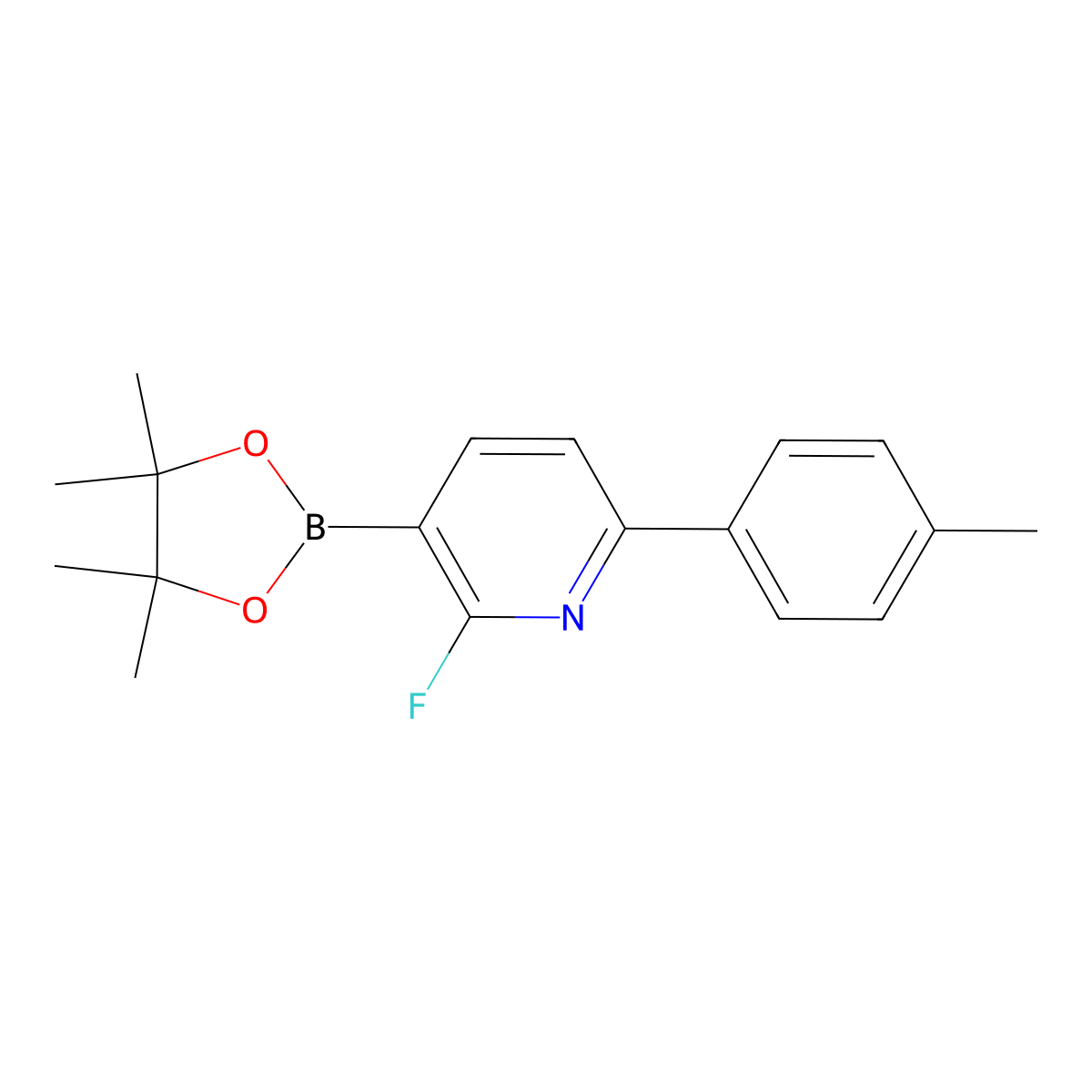 2-Fluoro-3-(4,4,5,5-tetramethyl-1,3,2-dioxaborolan-2-yl)-6-(p-tolyl)pyridine molecular structure, CAS 2710289-89-5