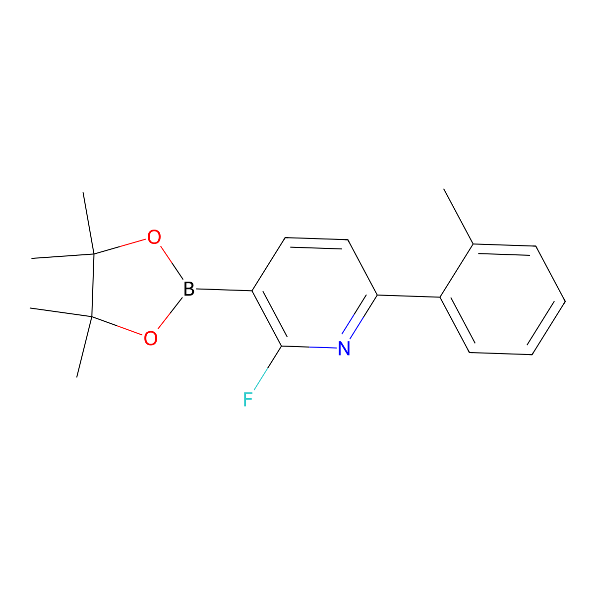 2-Fluoro-3-(4,4,5,5-tetramethyl-1,3,2-dioxaborolan-2-yl)-6-(o-tolyl)pyridine molecular structure, CAS 2710289-90-8
