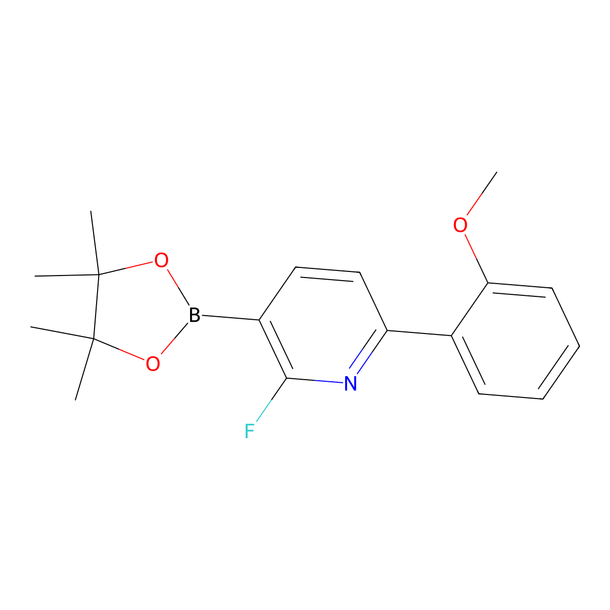 2-Fluoro-6-(2-methoxyphenyl)-3-(4,4,5,5-tetramethyl-1,3,2-dioxaborolan-2-yl)pyridine molecular structure, CAS 2710289-91-9