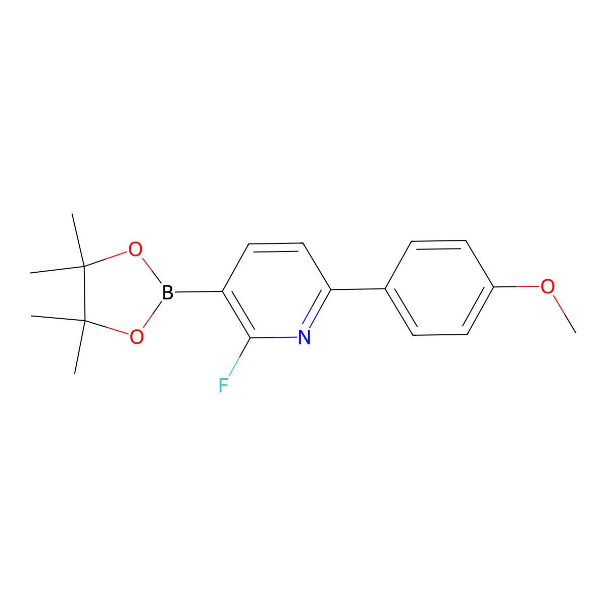 2-Fluoro-6-(4-methoxyphenyl)-3-(4,4,5,5-tetramethyl-1,3,2-dioxaborolan-2-yl)pyridine molecular structure, CAS 2710289-93-1