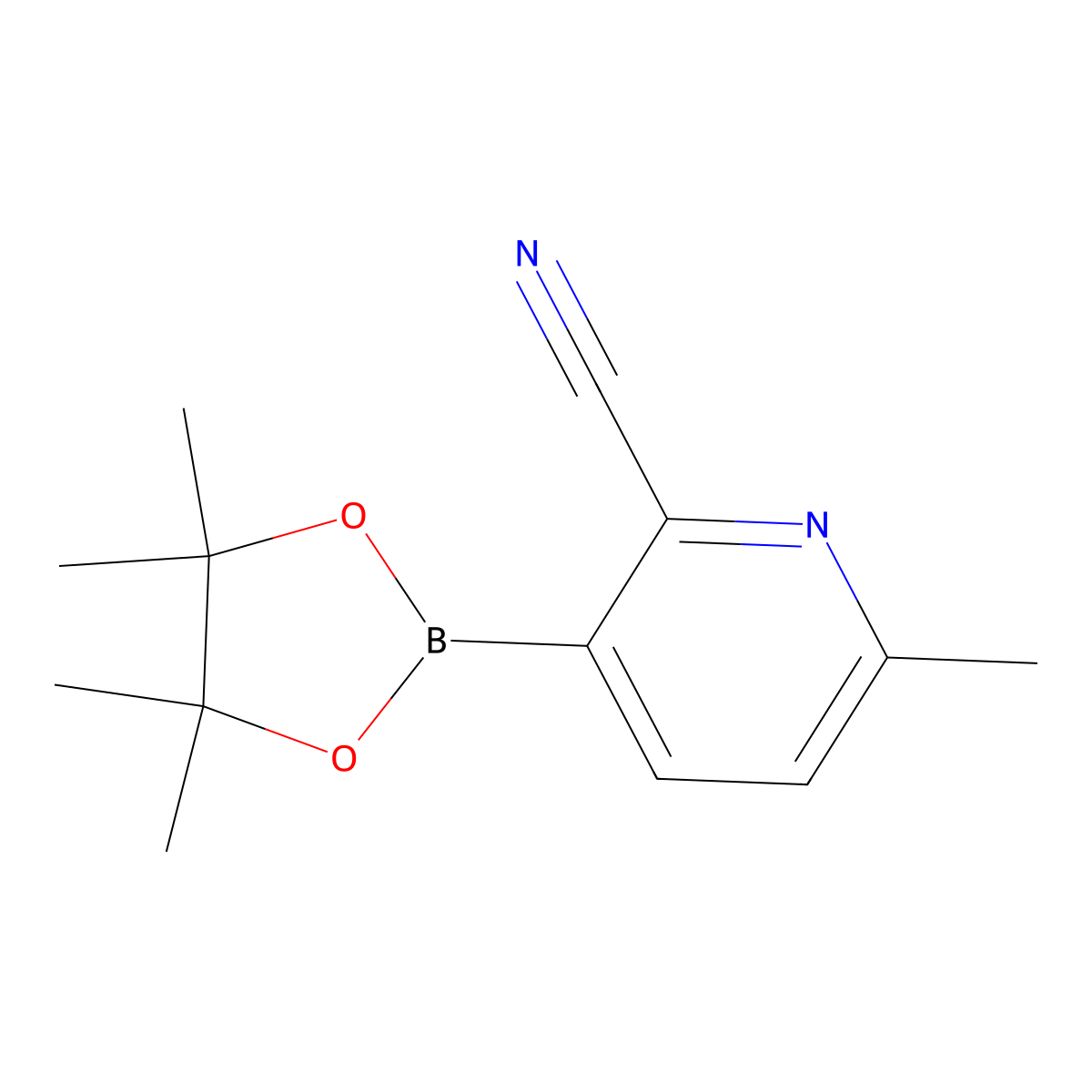 6-Methyl-3-(4,4,5,5-tetramethyl-1,3,2-dioxaborolan-2-yl)picolinonitrile molecular structure, CAS 2710290-01-8