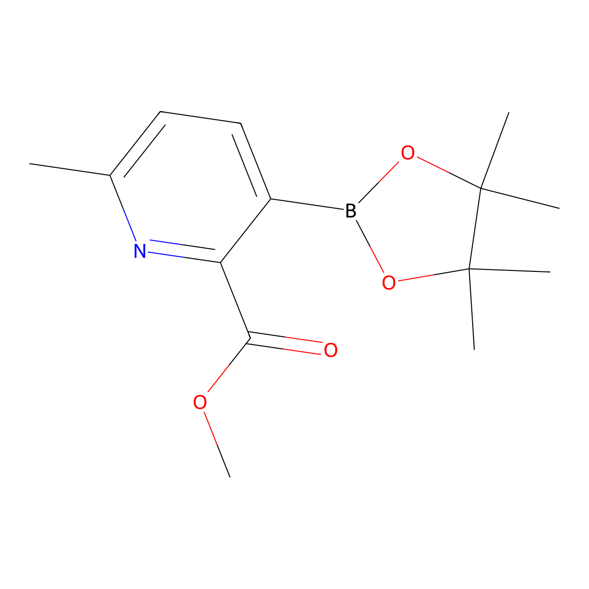 Methyl 6-methyl-3-(4,4,5,5-tetramethyl-1,3,2-dioxaborolan-2-yl)picolinate molecular structure, CAS 2710290-12-1