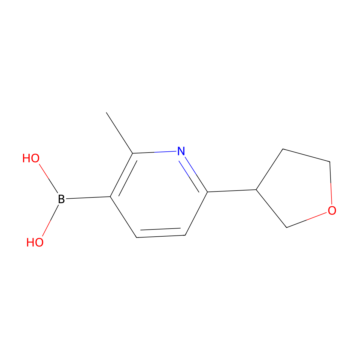 (2-Methyl-6-(tetrahydrofuran-3-yl)pyridin-3-yl)boronic acid molecular structure, CAS 2710290-22-3