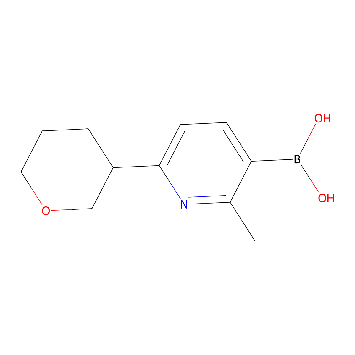 (2-Methyl-6-tetrahydropyran-3-yl-3-pyridyl)boronic acid molecular structure, CAS 2710290-25-6