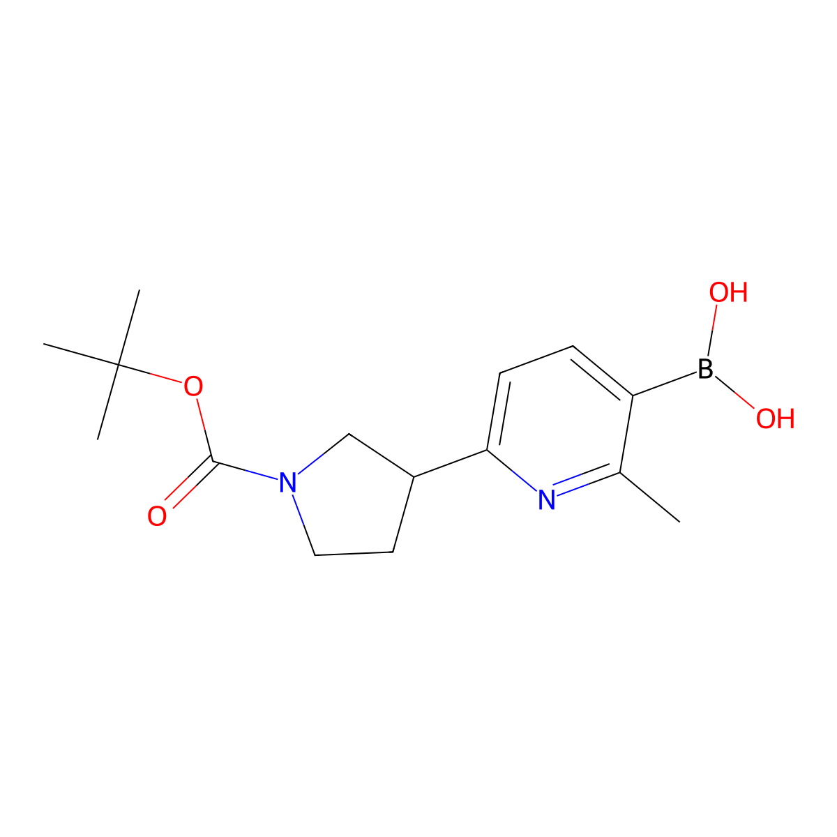 (6-(1-(Tert-butoxycarbonyl)pyrrolidin-3-yl)-2-methylpyridin-3-yl)boronic acid molecular structure, CAS 2710290-26-7