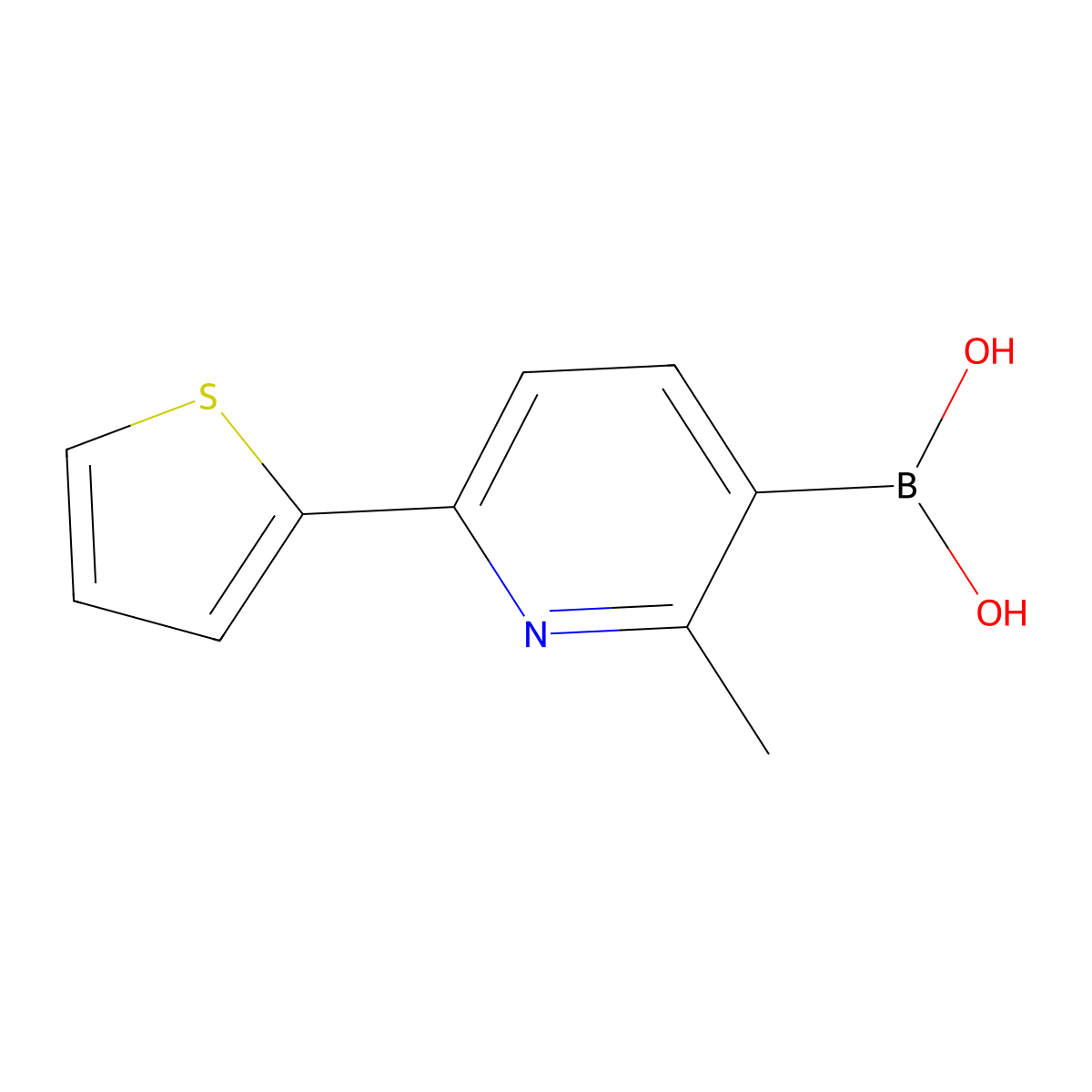 (2-Methyl-6-(thiophen-2-yl)pyridin-3-yl)boronic acid molecular structure, CAS 2710290-29-0