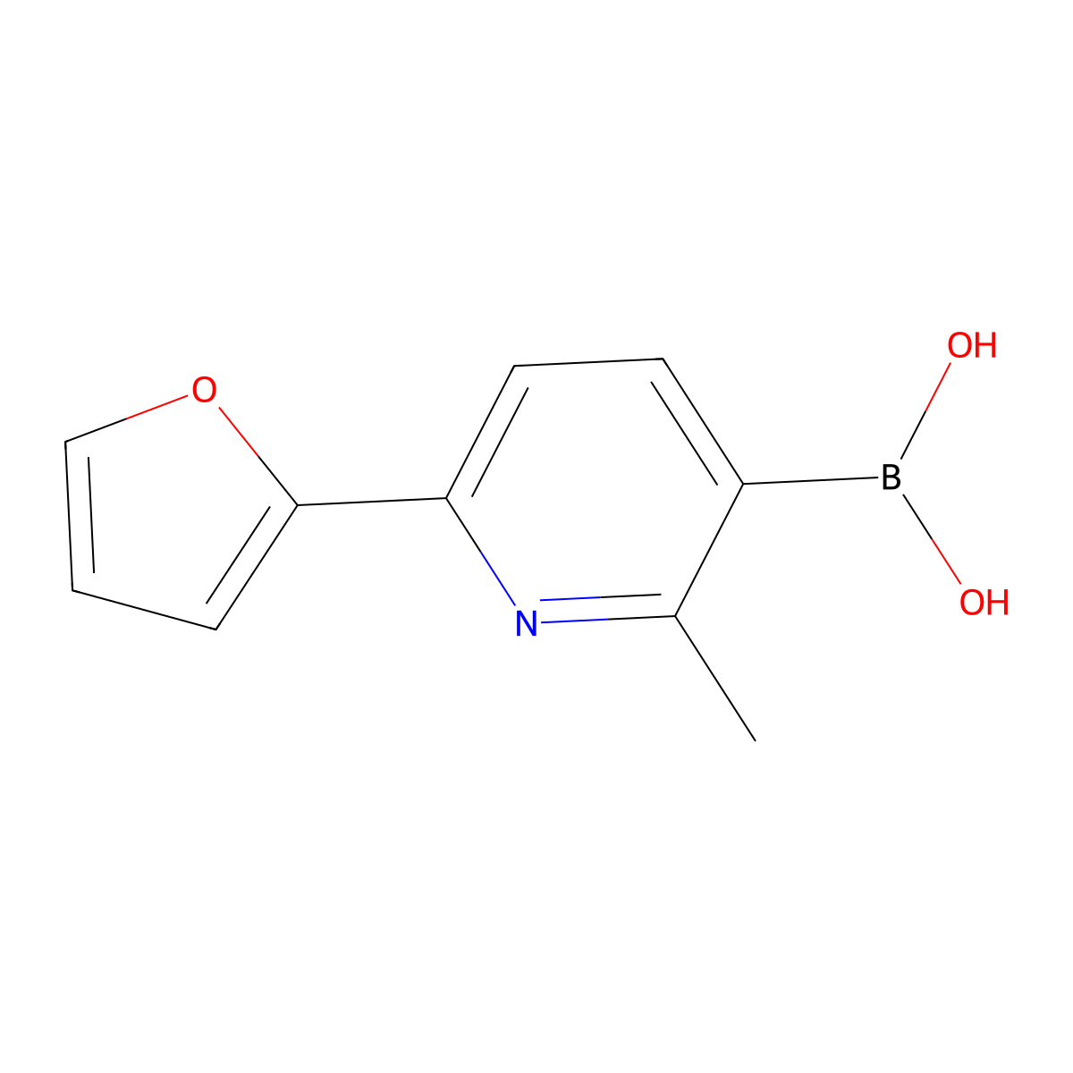 (6-(Furan-2-yl)-2-methylpyridin-3-yl)boronic acid molecular structure, CAS 2710290-30-3