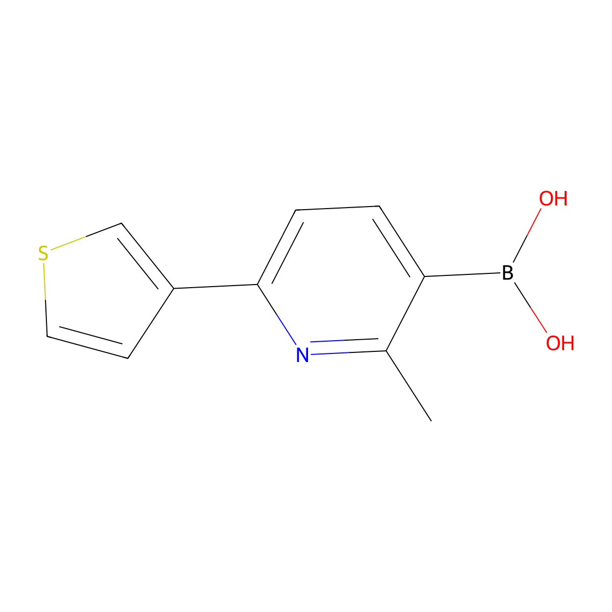 (2-Methyl-6-(thiophen-3-yl)pyridin-3-yl)boronic acid molecular structure, CAS 2710290-31-4