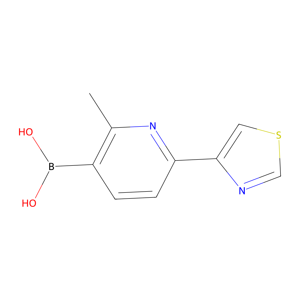 (2-Methyl-6-(thiazol-4-yl)pyridin-3-yl)boronic acid molecular structure, CAS 2710290-32-5