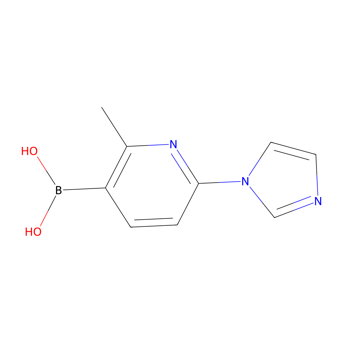 (6-(1H-imidazol-1-yl)-2-methylpyridin-3-yl)boronic acid molecular structure, CAS 2710290-36-9