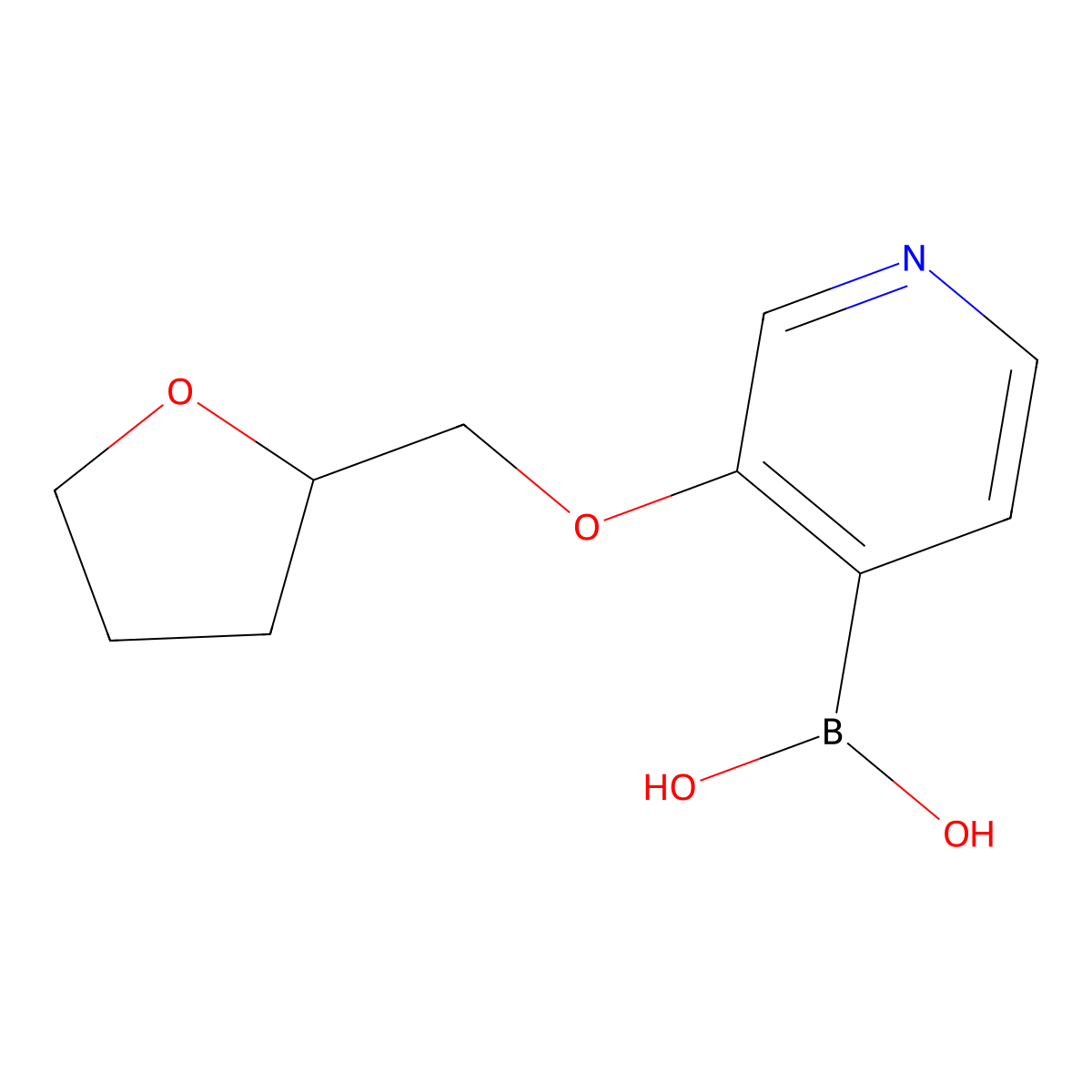 (3-((Tetrahydrofuran-2-YL)methoxy)pyridin-4-YL)boronic acid molecular structure, CAS 2710293-24-4