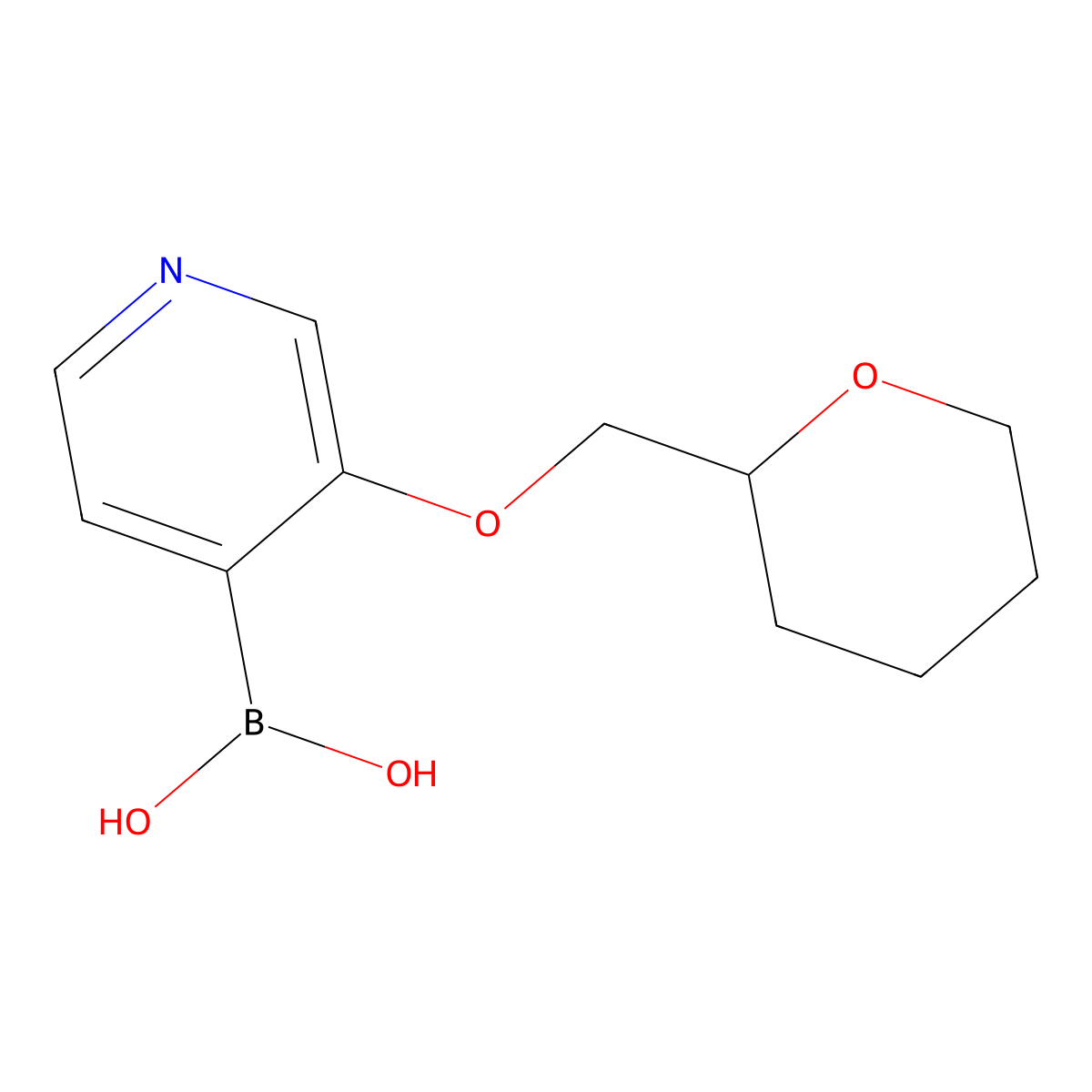 (3-((tetrahydro-2H-pyran-2-yl)methoxy)pyridin-4-yl)boronic acid molecular structure, CAS 2710293-25-5