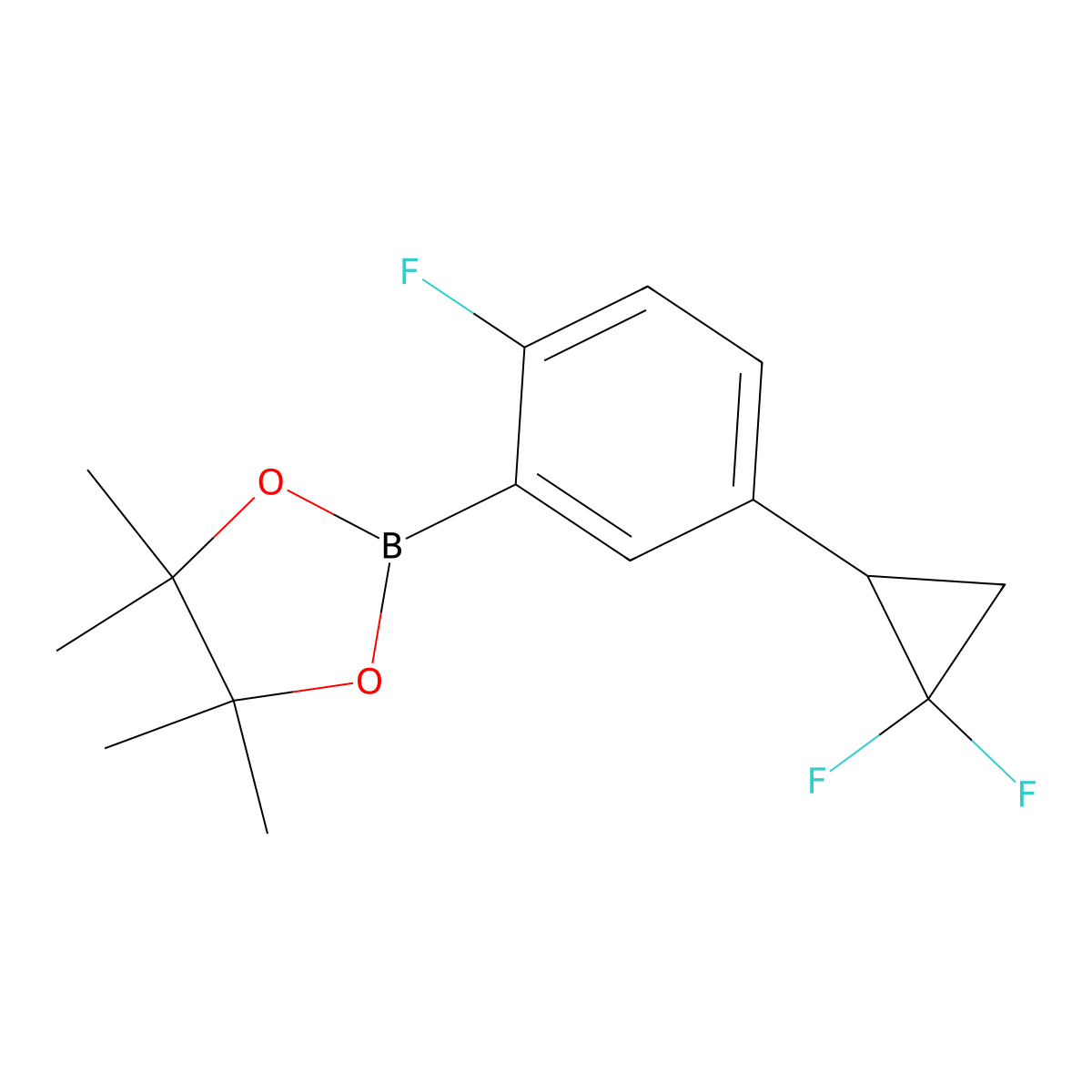 2-(5-(2,2-Difluorocyclopropyl)-2-fluorophenyl)-4,4,5,5-tetramethyl-1,3,2-dioxaborolane molecular structure, CAS 2710293-27-7