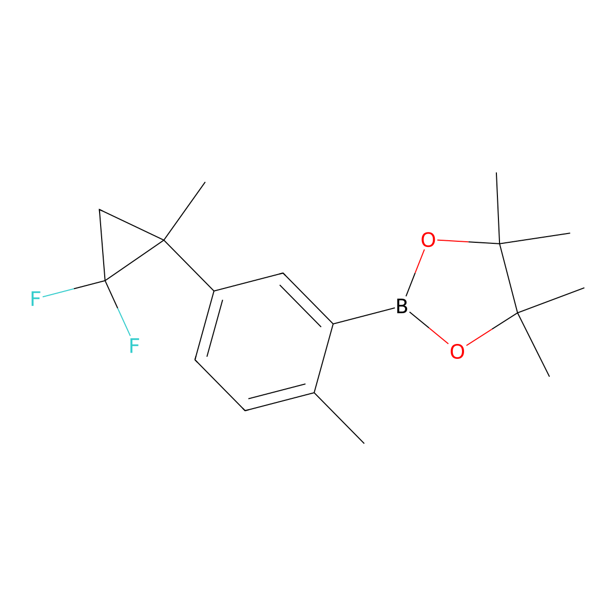 2-(5-(2,2-Difluoro-1-methylcyclopropyl)-2-methylphenyl)-4,4,5,5-tetramethyl-1,3,2-dioxaborolane molecular structure, CAS 2710293-28-8