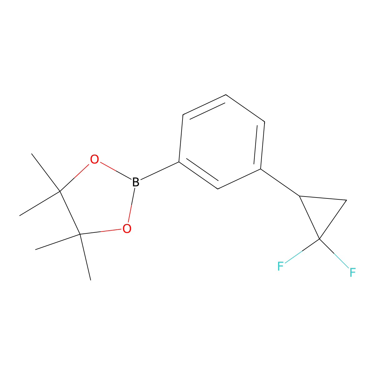 2-(3-(2,2-Difluorocyclopropyl)phenyl)-4,4,5,5-tetramethyl-1,3,2-dioxaborolane molecular structure, CAS 2710293-31-3