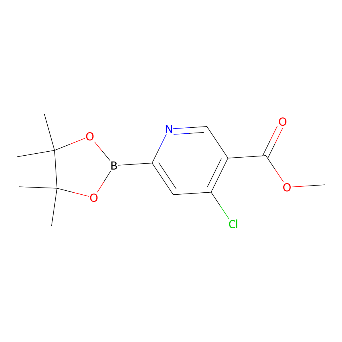 Methyl 4-chloro-6-(4,4,5,5-tetramethyl-1,3,2-dioxaborolan-2-yl)pyridine-3-carboxylate molecular structure, CAS 2710293-32-4
