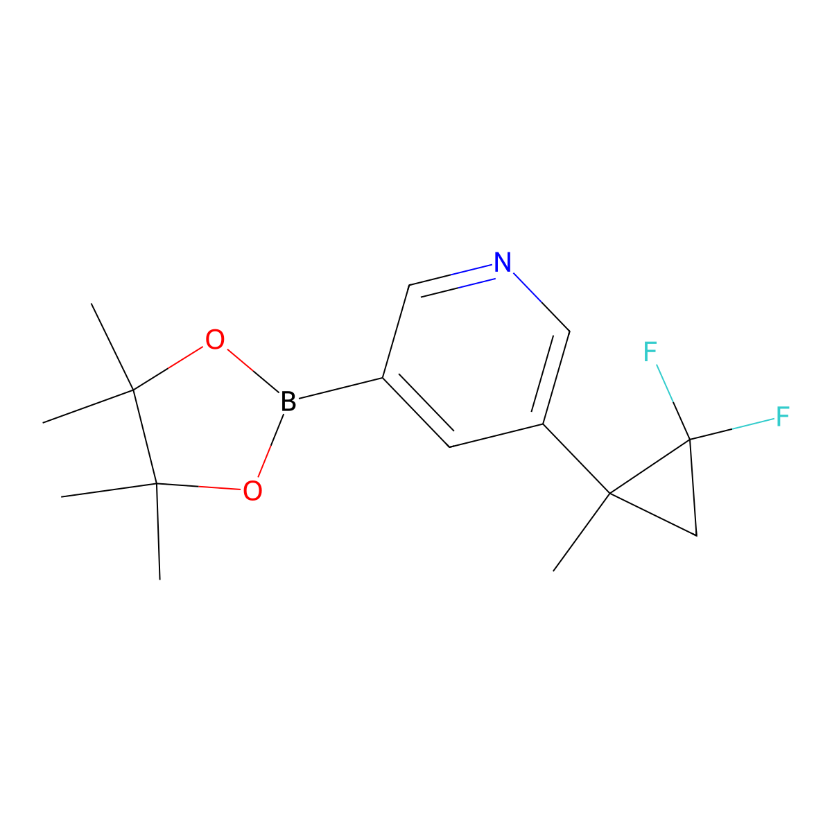 3-(2,2-Difluoro-1-methylcyclopropyl)-5-(4,4,5,5-tetramethyl-1,3,2-dioxaborolan-2-yl)pyridine molecular structure, CAS 2710293-35-7