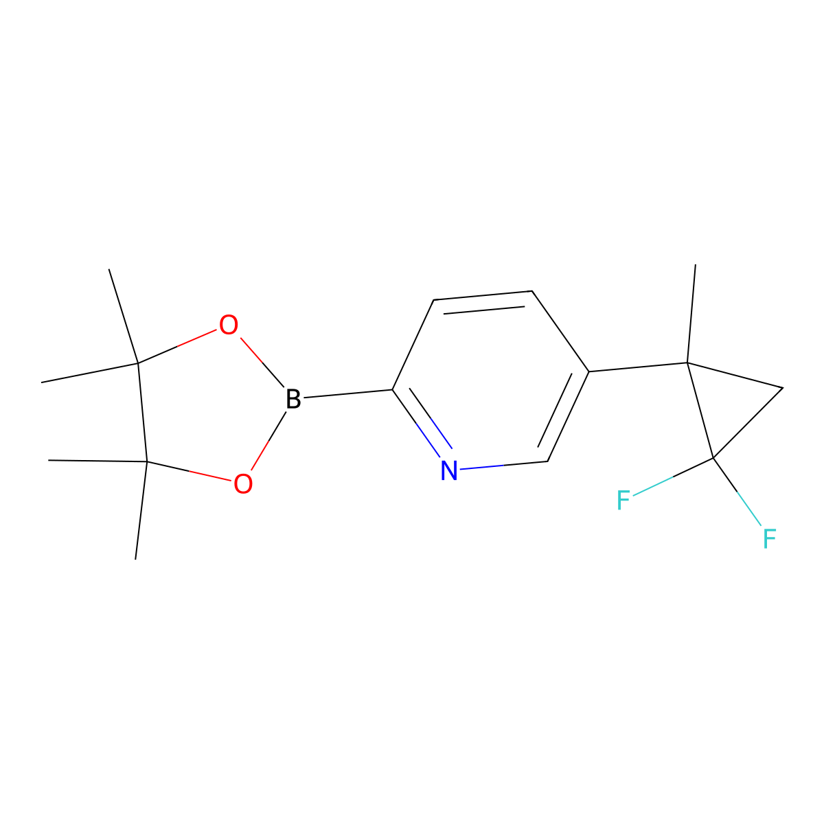 5-(2,2-Difluoro-1-methylcyclopropyl)-2-(4,4,5,5-tetramethyl-1,3,2-dioxaborolan-2-yl)pyridine molecular structure, CAS 2710293-36-8