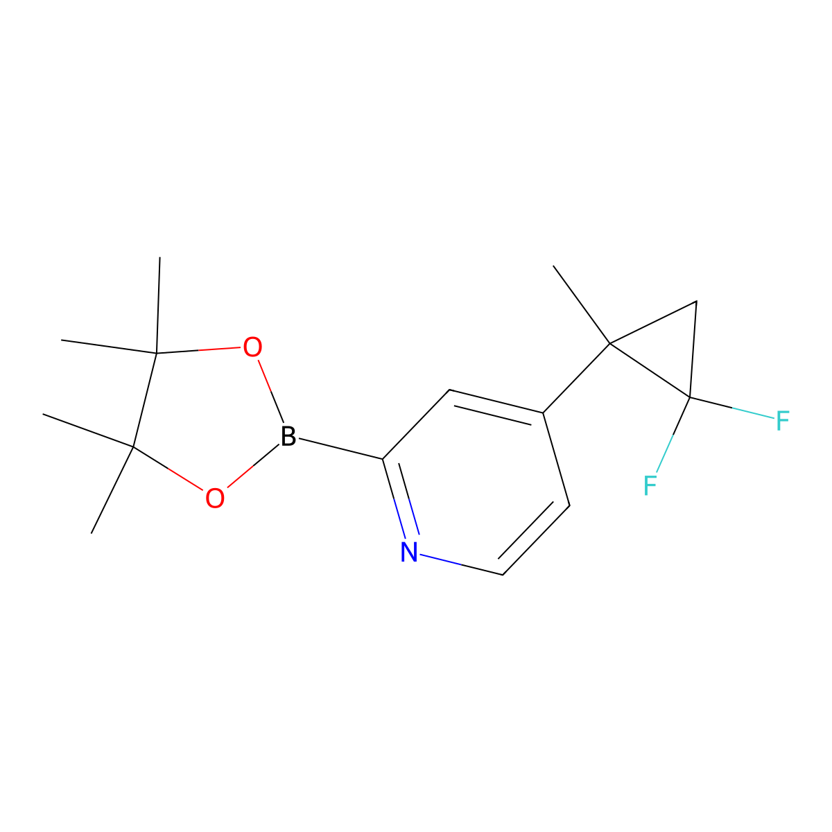 4-(2,2-Difluoro-1-methylcyclopropyl)-2-(4,4,5,5-tetramethyl-1,3,2-dioxaborolan-2-yl)pyridine molecular structure, CAS 2710293-38-0