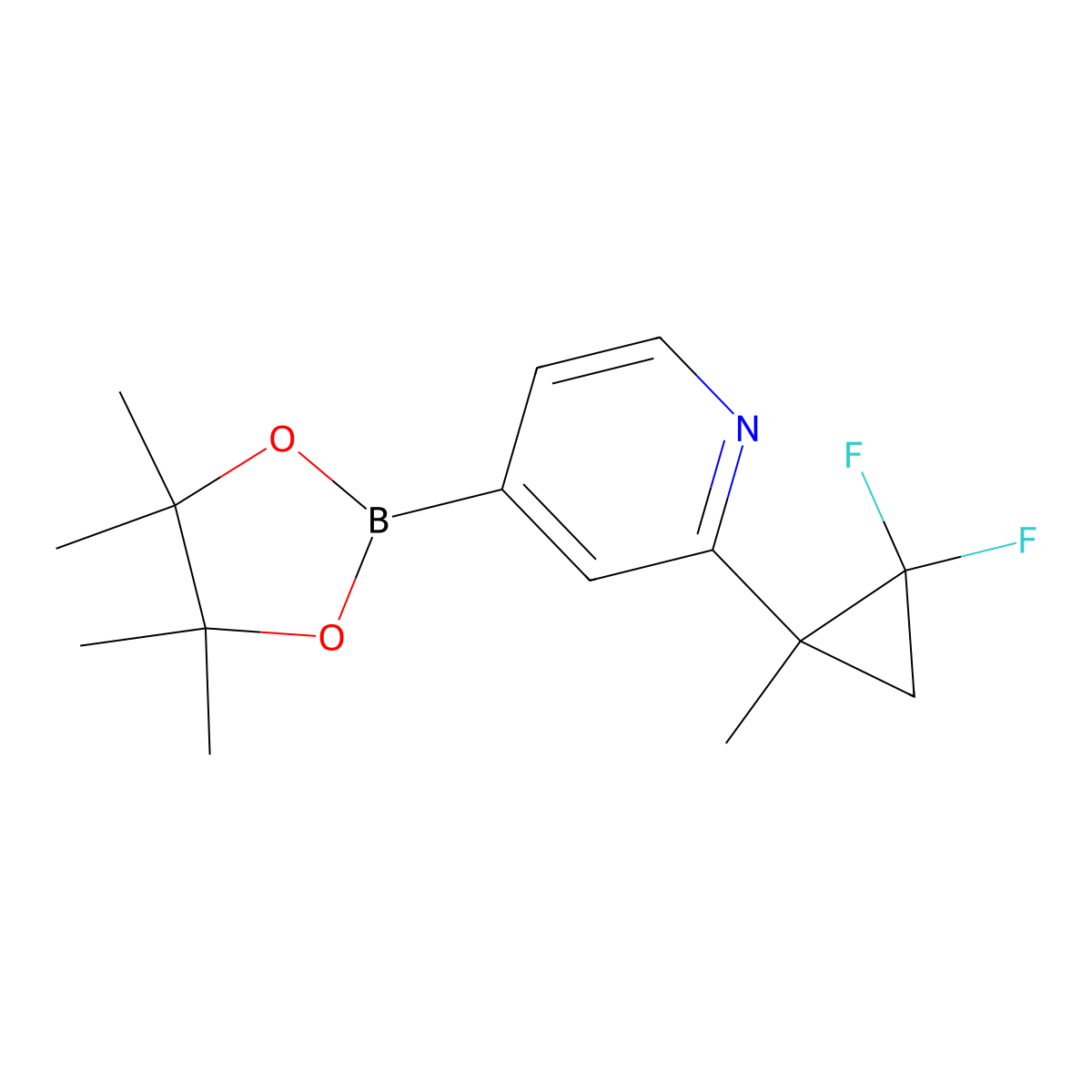 2-(2,2-Difluoro-1-methylcyclopropyl)-4-(4,4,5,5-tetramethyl-1,3,2-dioxaborolan-2-yl)pyridine molecular structure, CAS 2710293-39-1