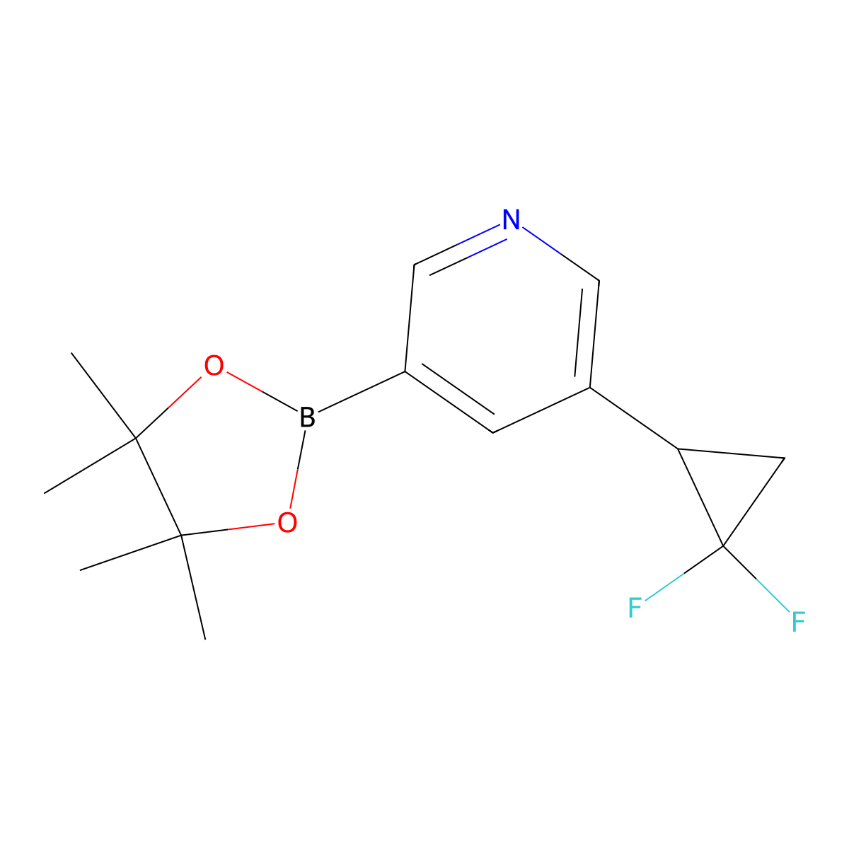 3-(2,2-Difluorocyclopropyl)-5-(4,4,5,5-tetramethyl-1,3,2-dioxaborolan-2-yl)pyridine molecular structure, CAS 2710293-40-4