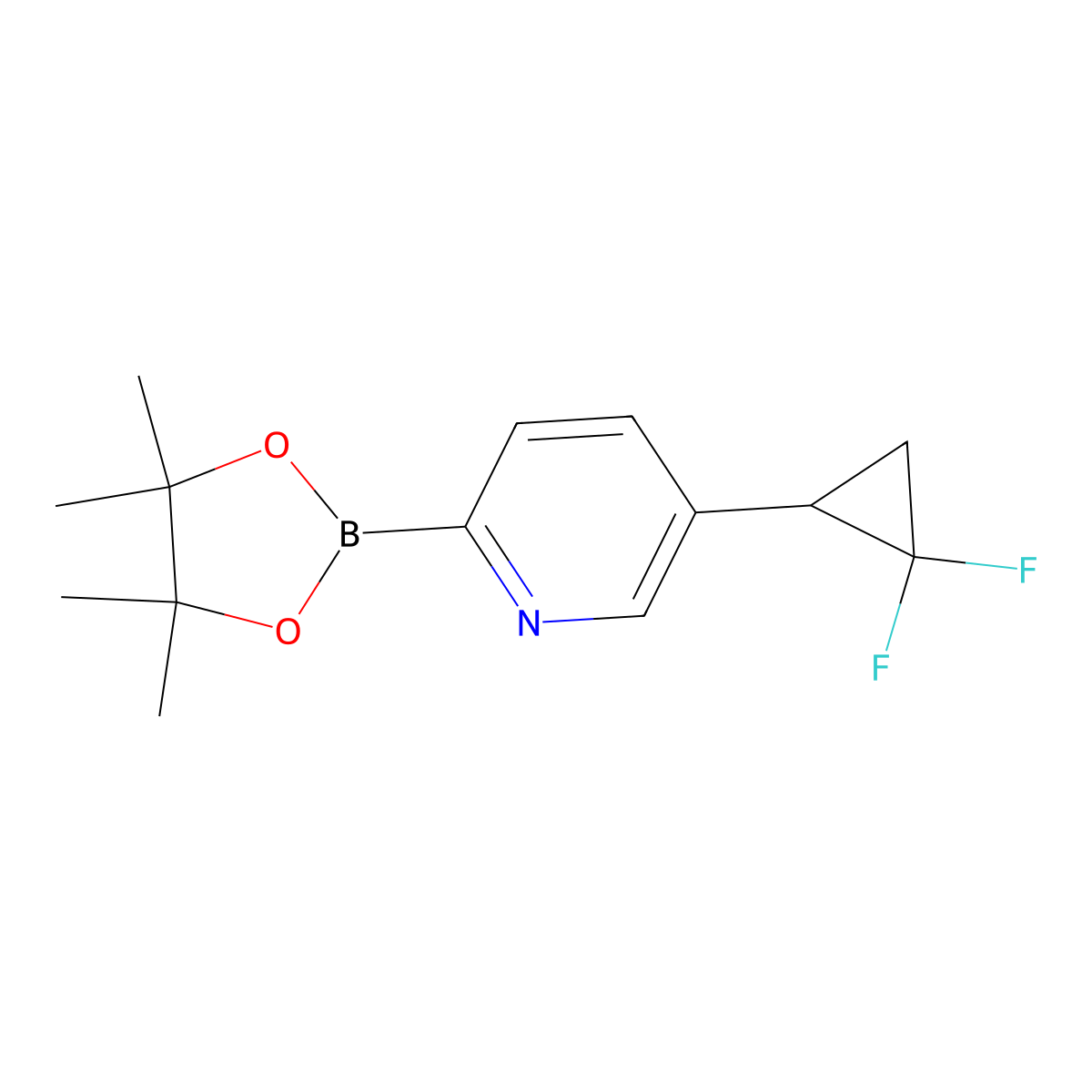 5-(2,2-Difluorocyclopropyl)-2-(4,4,5,5-tetramethyl-1,3,2-dioxaborolan-2-yl)pyridine molecular structure, CAS 2710293-41-5