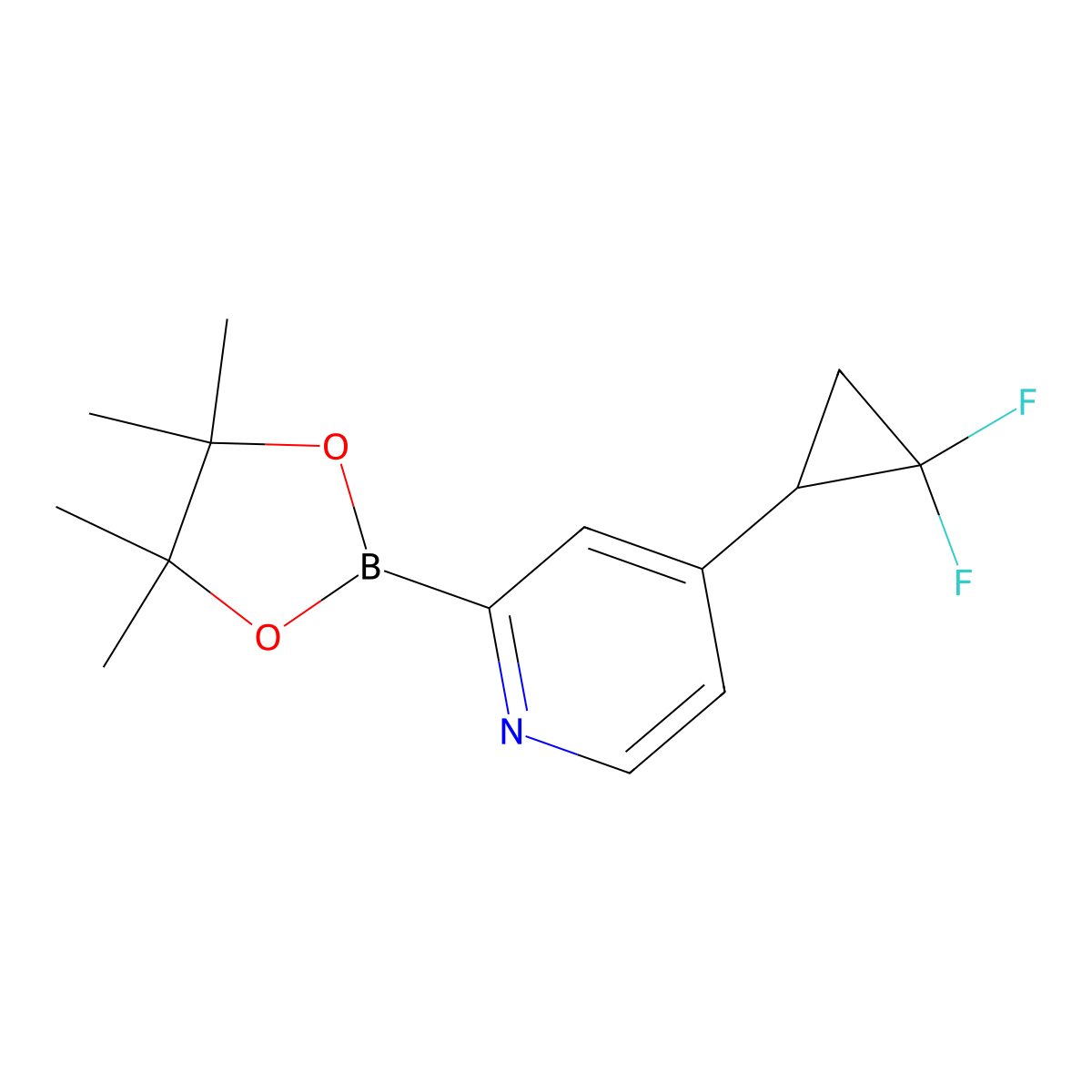 4-(2,2-Difluorocyclopropyl)-2-(4,4,5,5-tetramethyl-1,3,2-dioxaborolan-2-yl)pyridine molecular structure, CAS 2710293-43-7