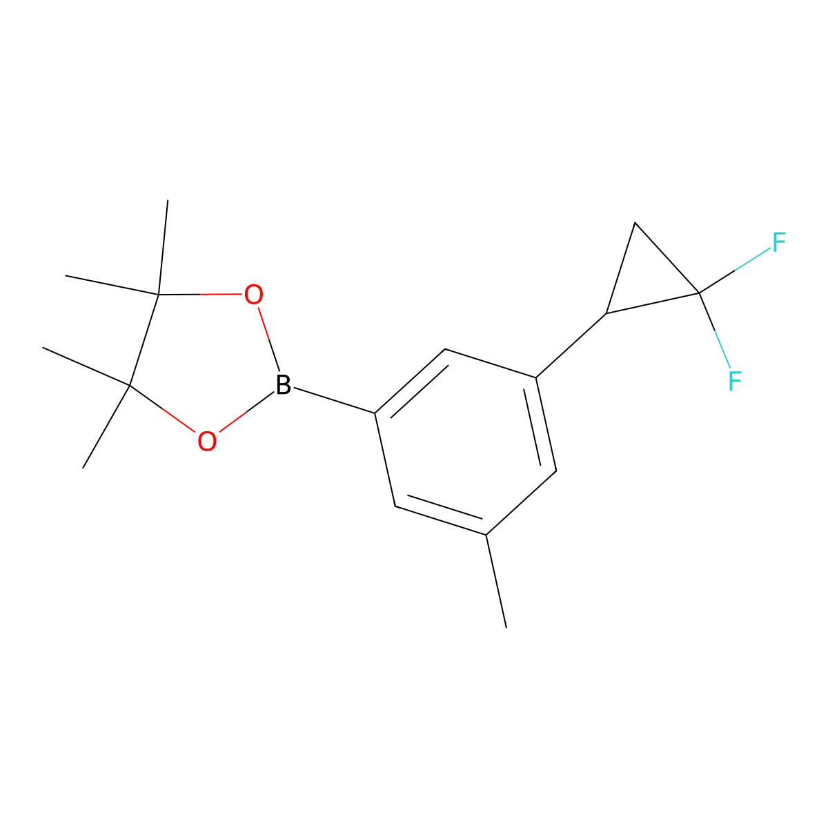 2-(3-(2,2-Difluorocyclopropyl)-5-methylphenyl)-4,4,5,5-tetramethyl-1,3,2-dioxaborolane molecular structure, CAS 2710293-47-1