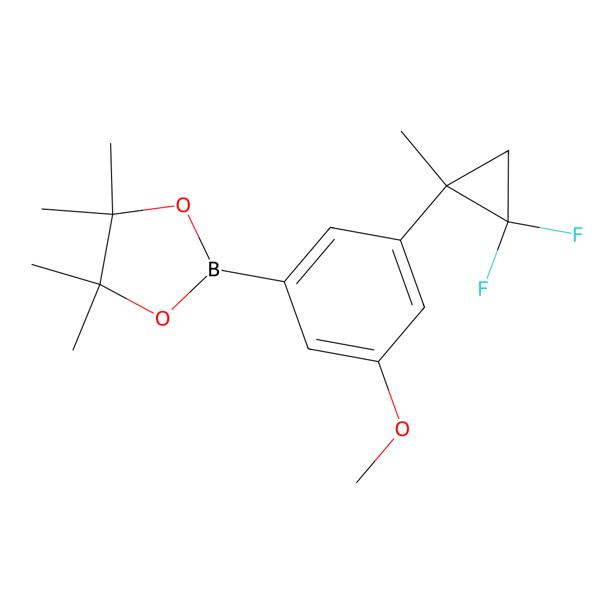 2-(3-(2,2-Difluoro-1-methylcyclopropyl)-5-methoxyphenyl)-4,4,5,5-tetramethyl-1,3,2-dioxaborolane molecular structure, CAS 2710293-50-6