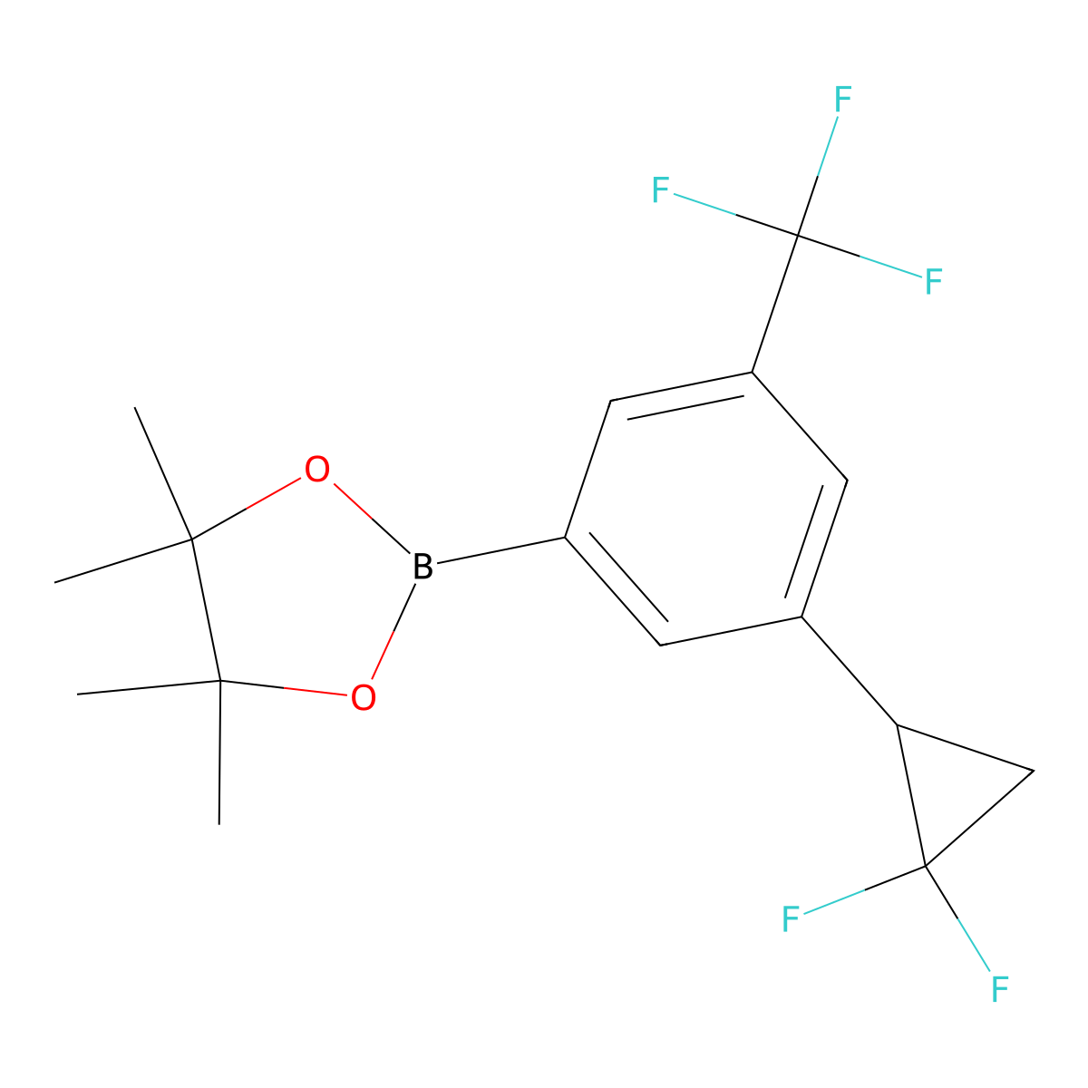 2-(3-(2,2-Difluorocyclopropyl)-5-(trifluoromethyl)phenyl)-4,4,5,5-tetramethyl-1,3,2-dioxaborolane molecular structure, CAS 2710293-53-9