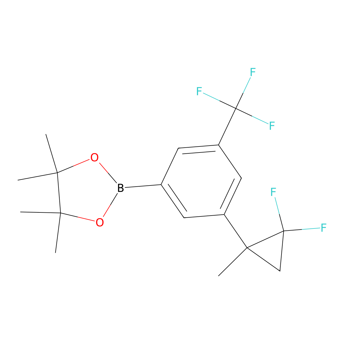 2-(3-(2,2-Difluoro-1-methylcyclopropyl)-5-(trifluoromethyl)phenyl)-4,4,5,5-tetramethyl-1,3,2-dioxaborolane molecular structure, CAS 2710293-54-0
