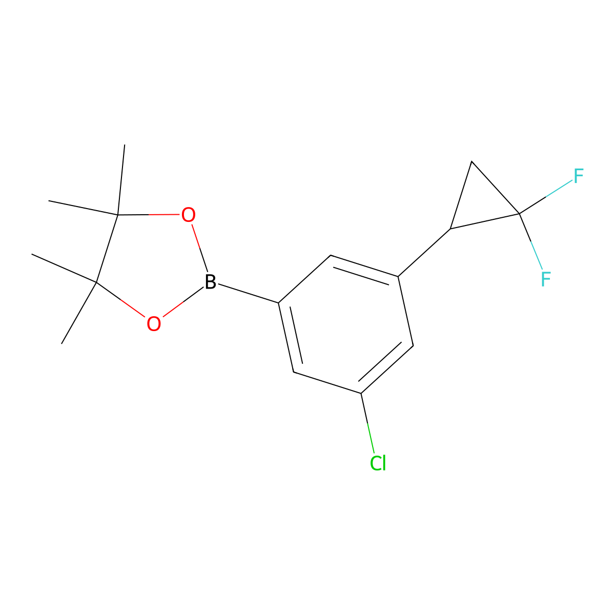 2-(3-Chloro-5-(2,2-difluorocyclopropyl)phenyl)-4,4,5,5-tetramethyl-1,3,2-dioxaborolane molecular structure, CAS 2710293-55-1